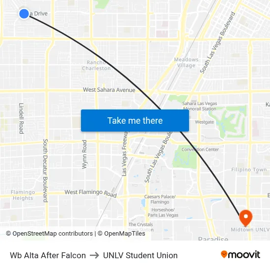 Wb Alta After Falcon to UNLV Student Union map