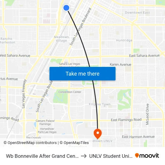 Wb Bonneville After Grand Central to UNLV Student Union map
