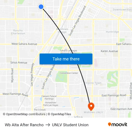 Wb Alta After Rancho to UNLV Student Union map