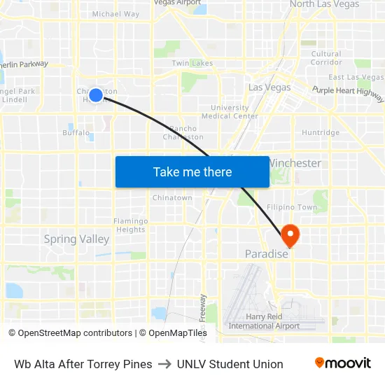 Wb Alta After Torrey Pines to UNLV Student Union map