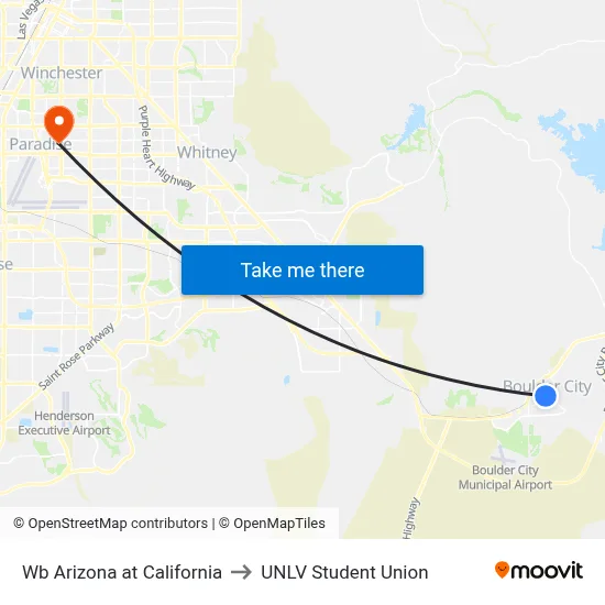 Wb Arizona at California to UNLV Student Union map