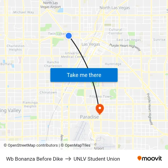 Wb Bonanza Before Dike to UNLV Student Union map