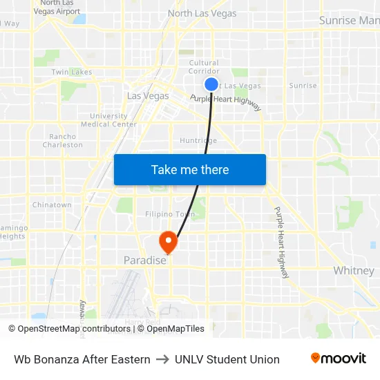 Wb Bonanza After Eastern to UNLV Student Union map