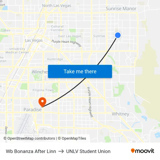 Wb Bonanza After Linn to UNLV Student Union map