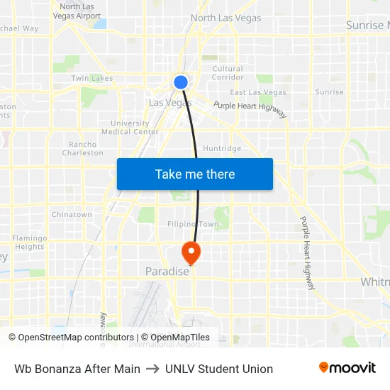 Wb Bonanza After Main to UNLV Student Union map