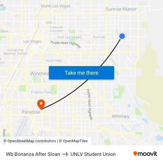 Wb Bonanza After Sloan to UNLV Student Union map