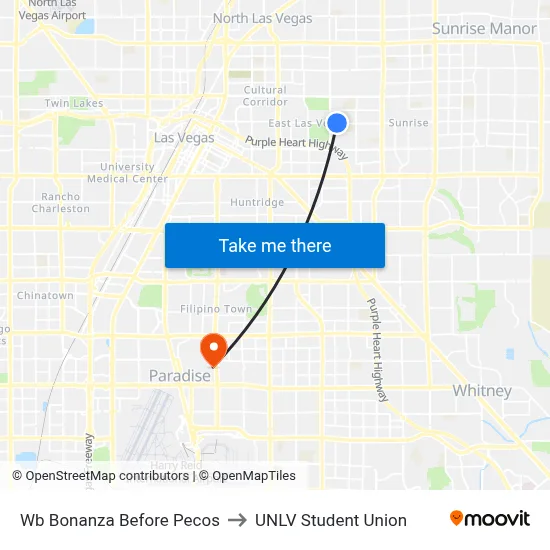 Wb Bonanza Before Pecos to UNLV Student Union map