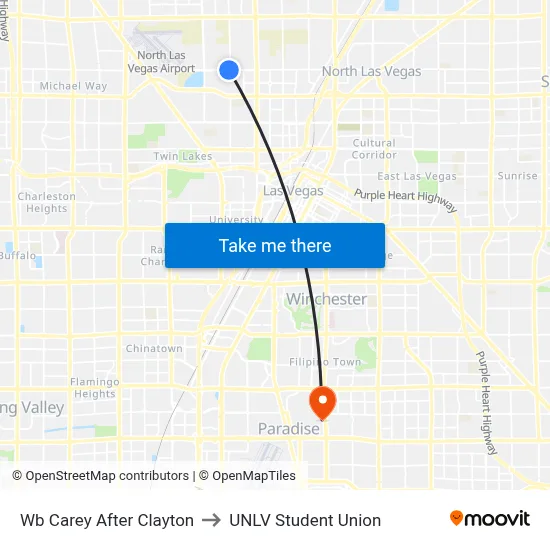 Wb Carey After Clayton to UNLV Student Union map