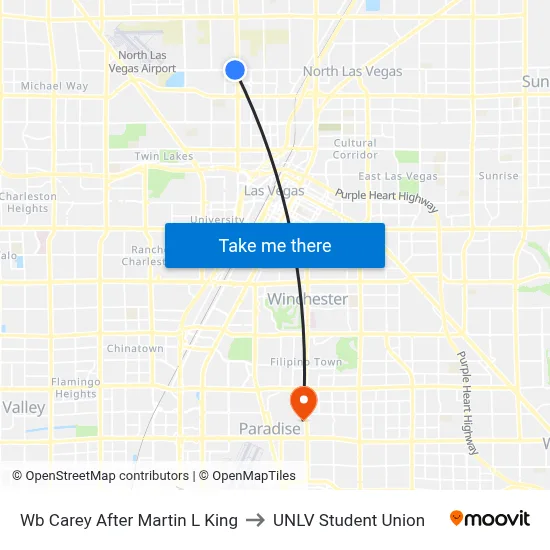 Wb Carey After Martin L King to UNLV Student Union map