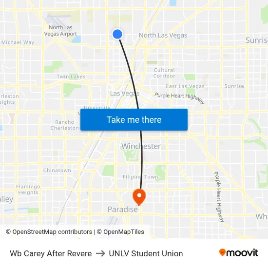 Wb Carey After Revere to UNLV Student Union map