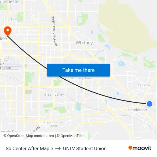 Sb Center After Maple to UNLV Student Union map