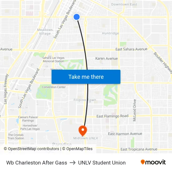 Wb Charleston After Gass to UNLV Student Union map