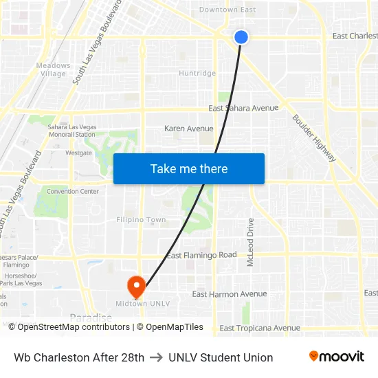 Wb Charleston After 28th to UNLV Student Union map