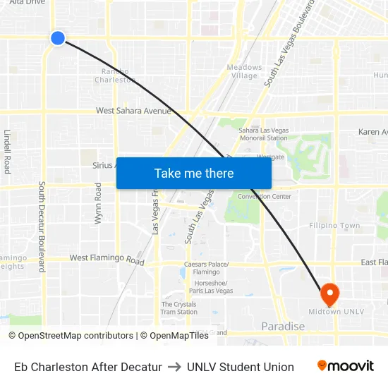 Eb Charleston After Decatur to UNLV Student Union map