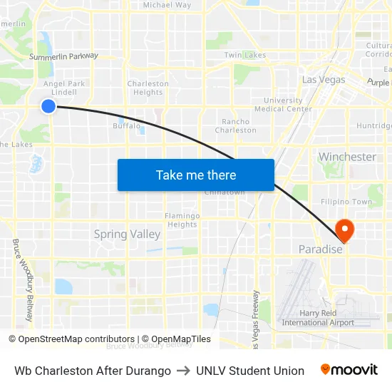 Wb Charleston After Durango to UNLV Student Union map