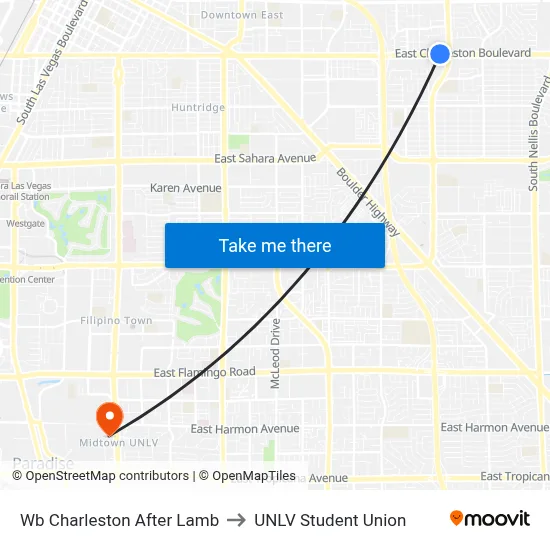 Wb Charleston After Lamb to UNLV Student Union map