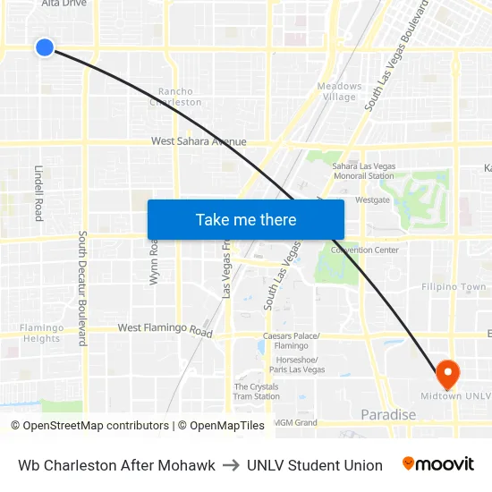 Wb Charleston After Mohawk to UNLV Student Union map