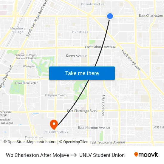 Wb Charleston After Mojave to UNLV Student Union map
