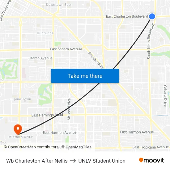 Wb Charleston After Nellis to UNLV Student Union map