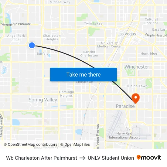 Wb Charleston After Palmhurst to UNLV Student Union map