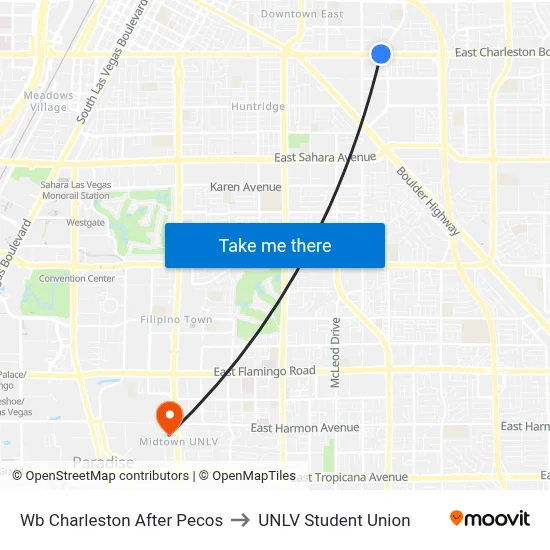 Wb Charleston After Pecos to UNLV Student Union map