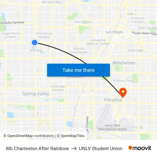 Wb Charleston After Rainbow to UNLV Student Union map