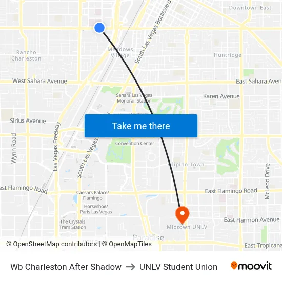 Wb Charleston After Shadow to UNLV Student Union map