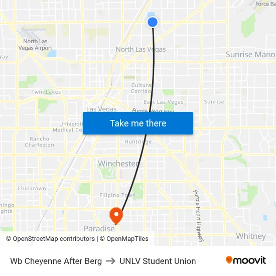 Wb Cheyenne After Berg to UNLV Student Union map