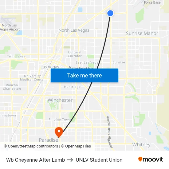 Wb Cheyenne After Lamb to UNLV Student Union map