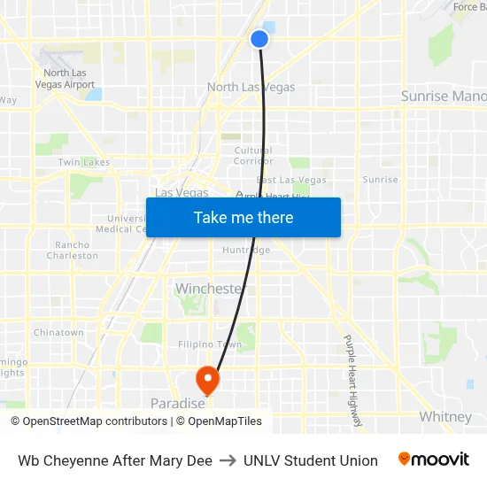 Wb Cheyenne After Mary Dee to UNLV Student Union map
