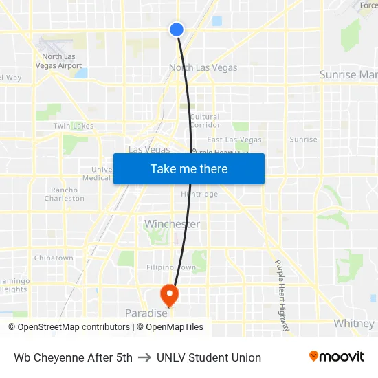 Wb Cheyenne After 5th to UNLV Student Union map