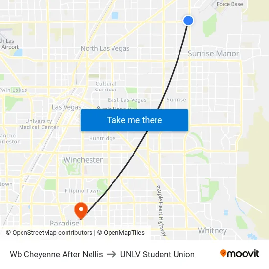 Wb Cheyenne After Nellis to UNLV Student Union map