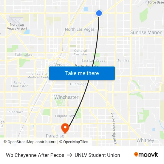 Wb Cheyenne After Pecos to UNLV Student Union map