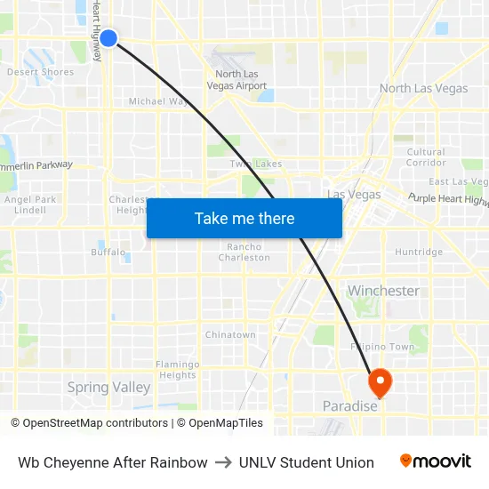 Wb Cheyenne After Rainbow to UNLV Student Union map