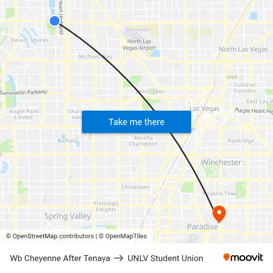 Wb Cheyenne After Tenaya to UNLV Student Union map