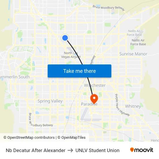 Nb Decatur After Alexander to UNLV Student Union map