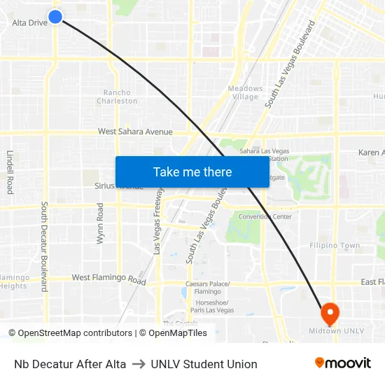 Nb Decatur After Alta to UNLV Student Union map