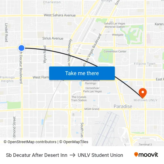 Sb Decatur After Desert Inn to UNLV Student Union map