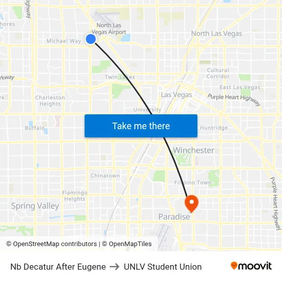 Nb Decatur After Eugene to UNLV Student Union map