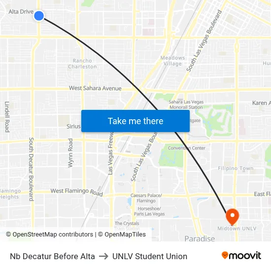 Nb Decatur Before Alta to UNLV Student Union map