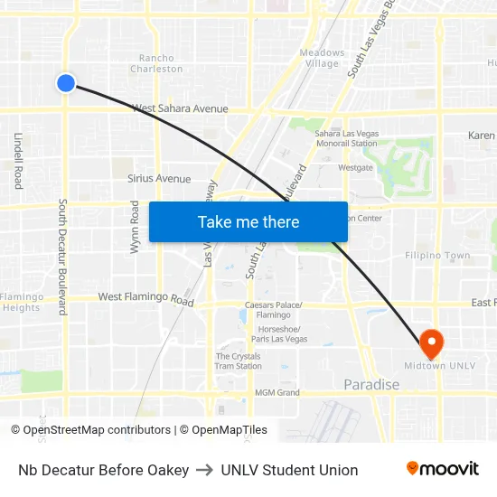 Nb Decatur Before Oakey to UNLV Student Union map