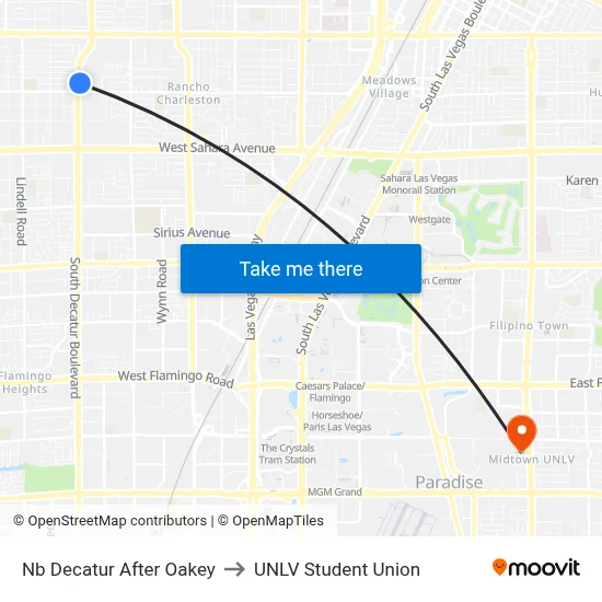 Nb Decatur After Oakey to UNLV Student Union map