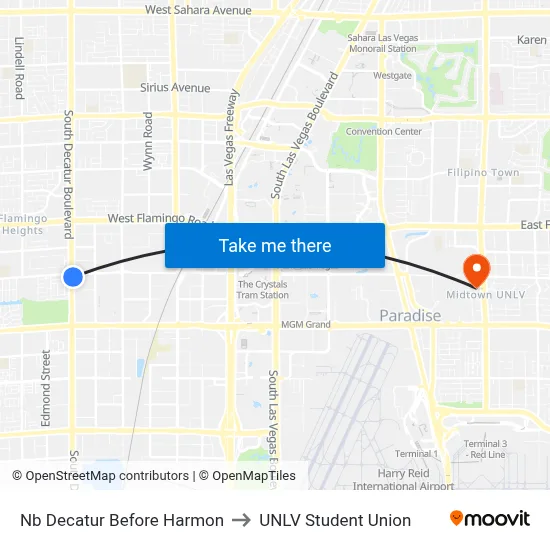 Nb Decatur Before Harmon to UNLV Student Union map
