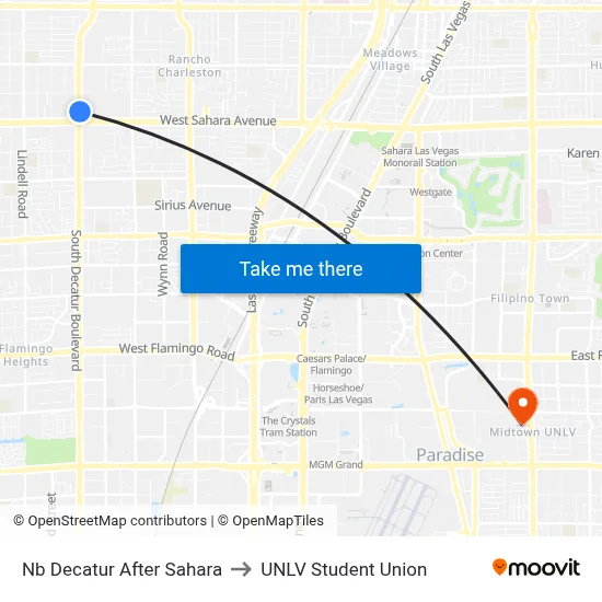 Nb Decatur After Sahara to UNLV Student Union map