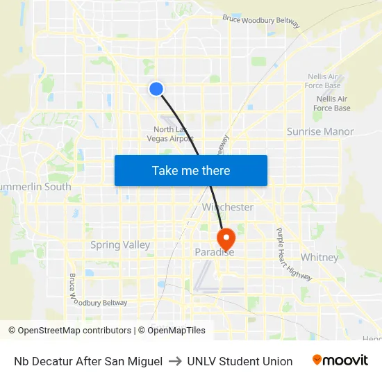 Nb Decatur After San Miguel to UNLV Student Union map