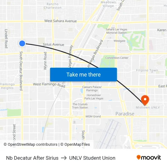 Nb Decatur After Sirius to UNLV Student Union map