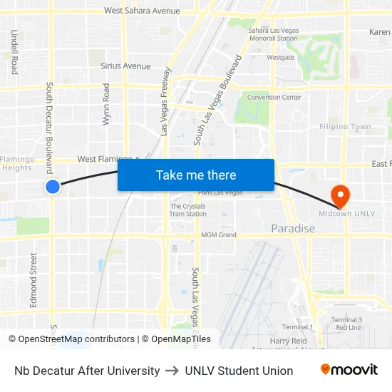 Nb Decatur After University to UNLV Student Union map