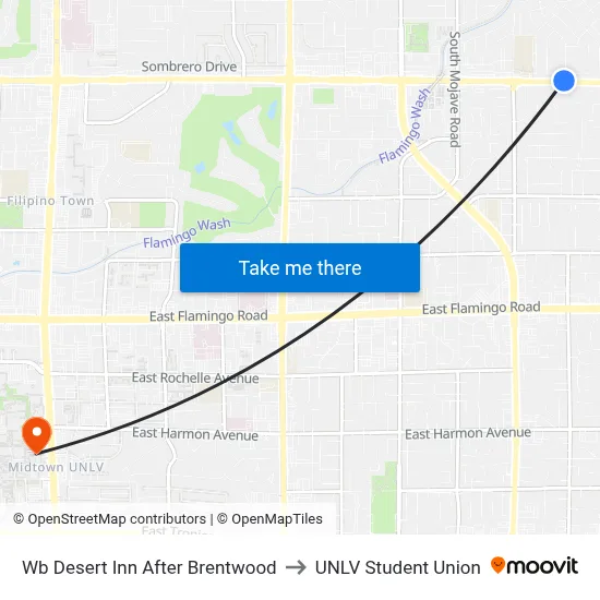 Wb Desert Inn After Brentwood to UNLV Student Union map