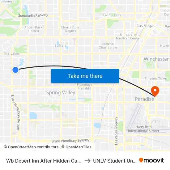 Wb Desert Inn After Hidden Canyon to UNLV Student Union map
