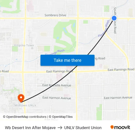 Wb Desert Inn After Mojave to UNLV Student Union map